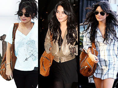 Vanessa Hudgens' JJ Winters multi-zipper hobo can be carried with dressy or 